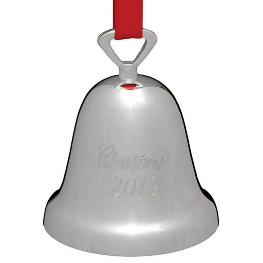 Festive Silver Bell Ornament with  2019 year silverplated Reed and Barton